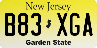 NJ license plate B83XGA
