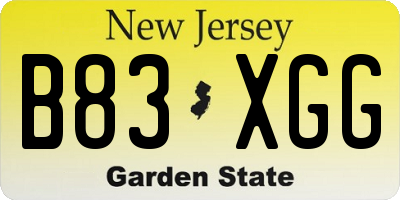 NJ license plate B83XGG