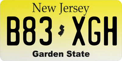 NJ license plate B83XGH