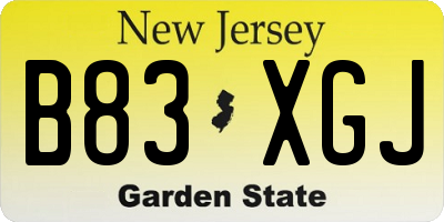 NJ license plate B83XGJ