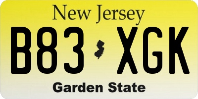 NJ license plate B83XGK