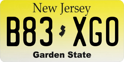 NJ license plate B83XGO