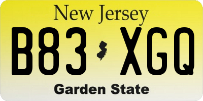 NJ license plate B83XGQ