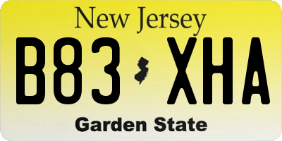 NJ license plate B83XHA