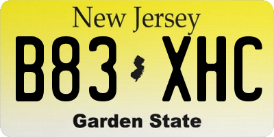 NJ license plate B83XHC