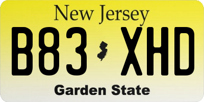 NJ license plate B83XHD