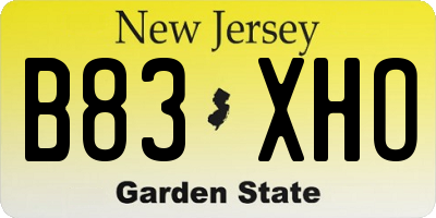 NJ license plate B83XHO