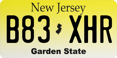 NJ license plate B83XHR