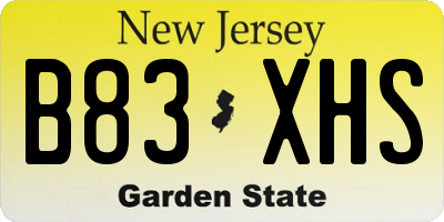 NJ license plate B83XHS