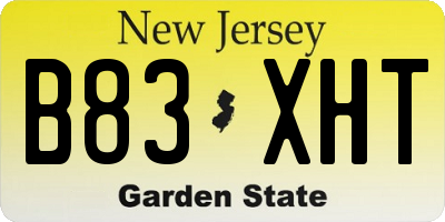 NJ license plate B83XHT