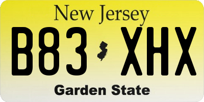 NJ license plate B83XHX