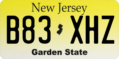 NJ license plate B83XHZ