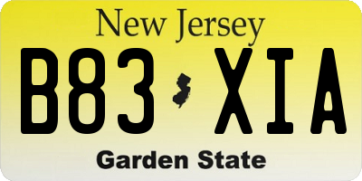 NJ license plate B83XIA