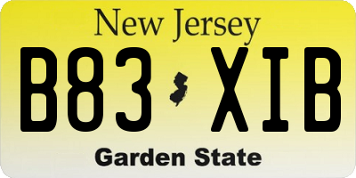 NJ license plate B83XIB