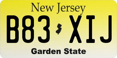NJ license plate B83XIJ