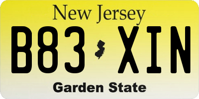 NJ license plate B83XIN