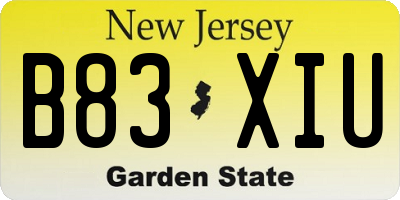 NJ license plate B83XIU