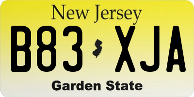 NJ license plate B83XJA