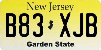 NJ license plate B83XJB