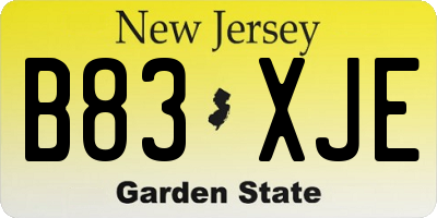 NJ license plate B83XJE
