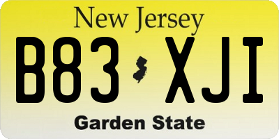 NJ license plate B83XJI