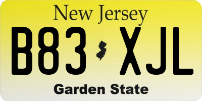 NJ license plate B83XJL