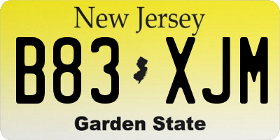 NJ license plate B83XJM