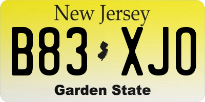 NJ license plate B83XJO