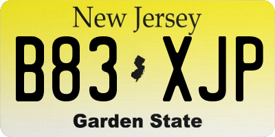 NJ license plate B83XJP