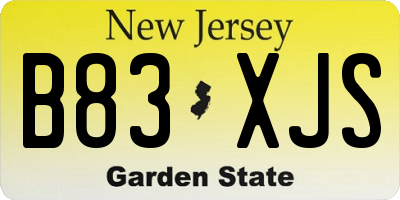 NJ license plate B83XJS