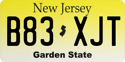 NJ license plate B83XJT