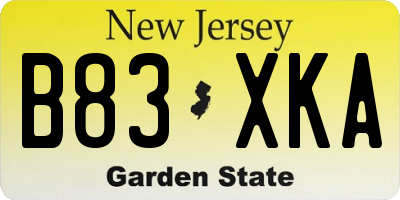 NJ license plate B83XKA