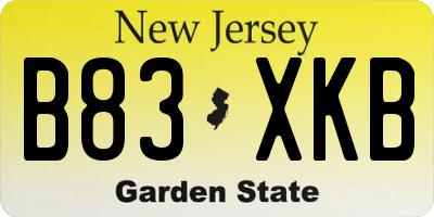 NJ license plate B83XKB
