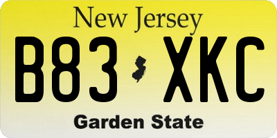 NJ license plate B83XKC