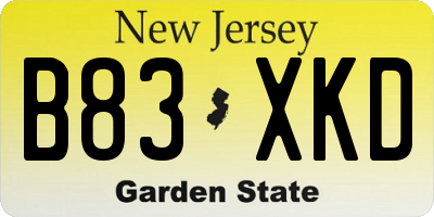 NJ license plate B83XKD