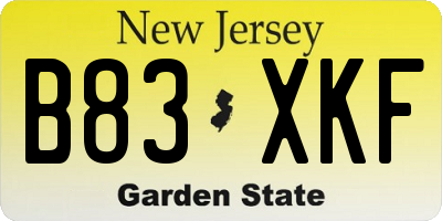 NJ license plate B83XKF