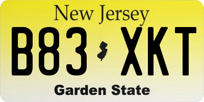 NJ license plate B83XKT