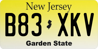 NJ license plate B83XKV