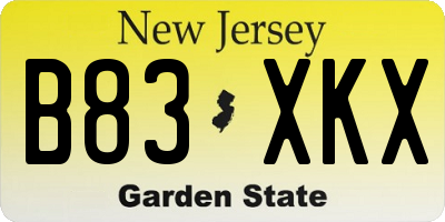 NJ license plate B83XKX