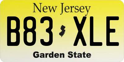 NJ license plate B83XLE