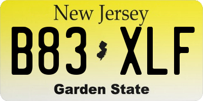 NJ license plate B83XLF