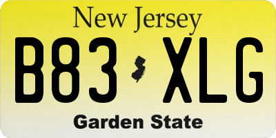 NJ license plate B83XLG