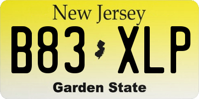 NJ license plate B83XLP