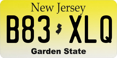 NJ license plate B83XLQ