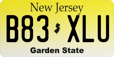 NJ license plate B83XLU