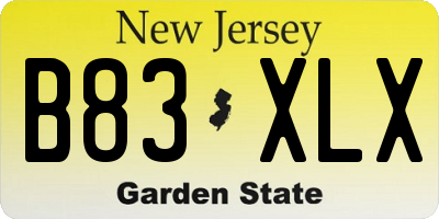 NJ license plate B83XLX