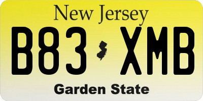 NJ license plate B83XMB