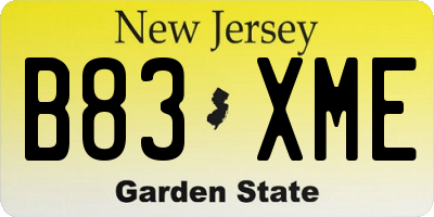 NJ license plate B83XME