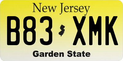 NJ license plate B83XMK