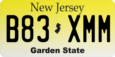 NJ license plate B83XMM
